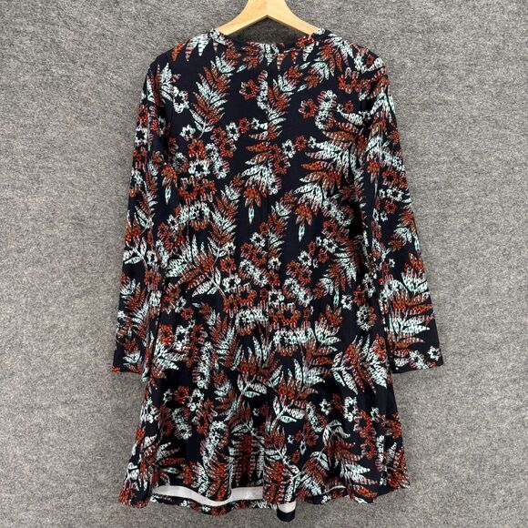 LK Luv Dress Women M Medium Black Floral Mini Short Long Sleeve Round Neck - Picture 2 of 7